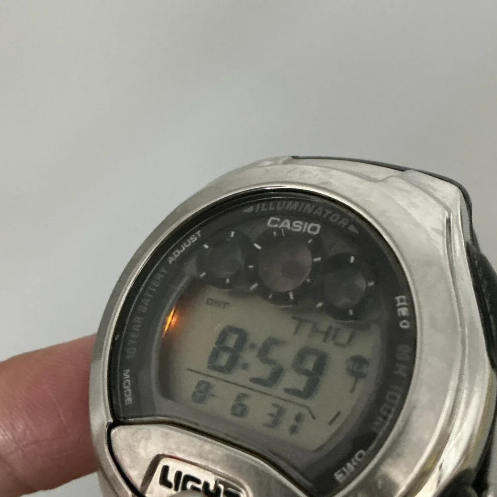 Casio W-755 Mens Watch 42mm Digital Black Resin World Time Illuminator 100M WR